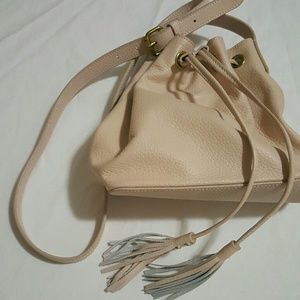 J Crew NWT leather drawstring bucket bag